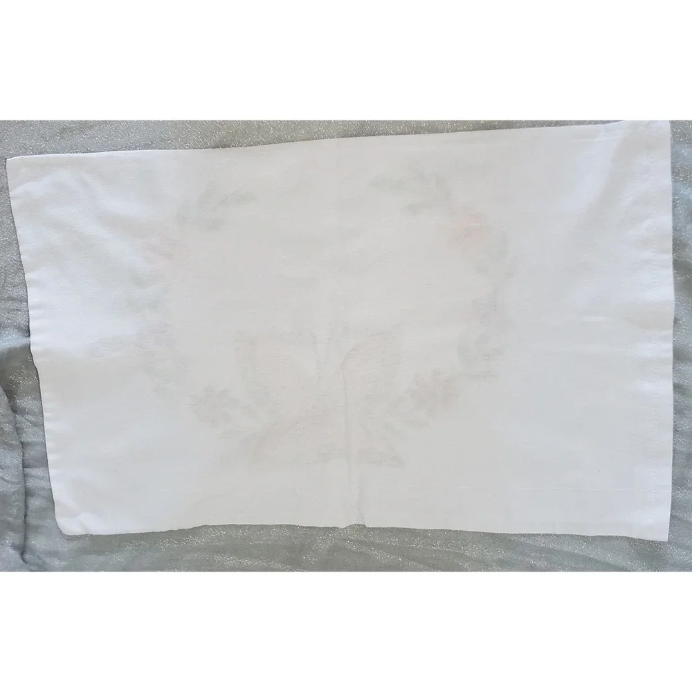 Hand Embroidered Pillowcase White Butterfly Floral Decor Home Accent Cottagecore